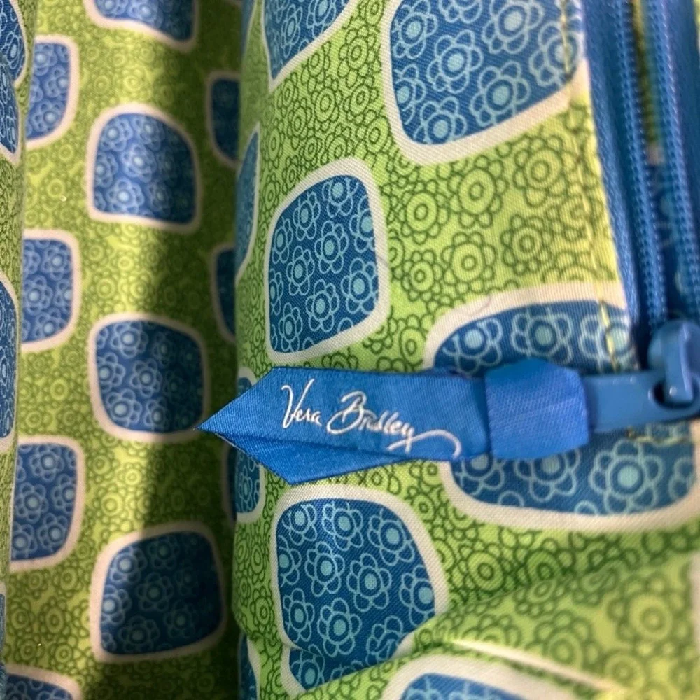 Vera Bradley Blue Lagoon Kisslock Satchel Quilted Floral Handbag Blue Green